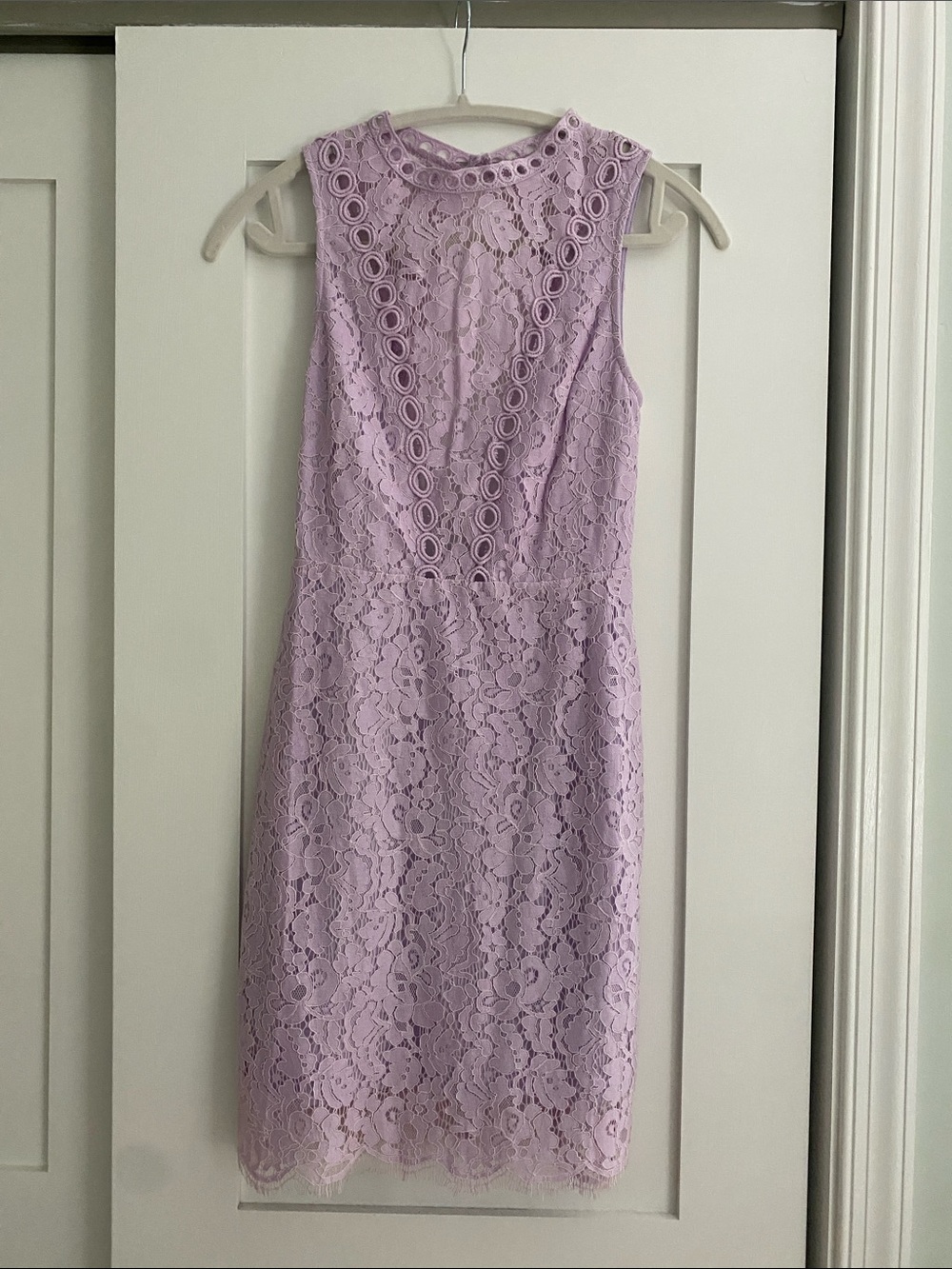 Main Strip Lilac Floral Lace Above Knee Dress